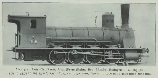 Паровоз Б106 Уральской горнозаводской железной дороги. Послужил основой для локомотивов «правительственного запаса»