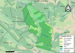 Barevná mapa znázorňující využití půdy.