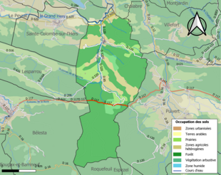 Színes térkép mutatja a földhasználatot.