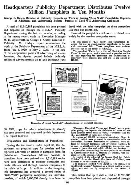 File:1921 June NELA Bulletin - 12 million pamphlets in 10 months distributed.png