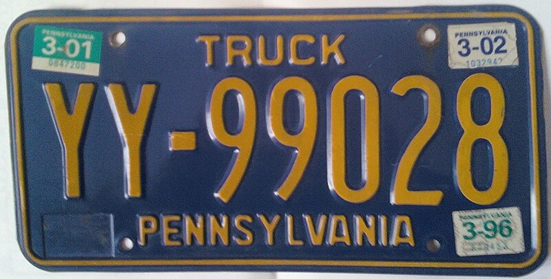 File:1987 Pennsylvania license plate YY-99028 truck.jpg