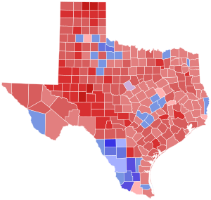 1990 United States Senate election in Texas results map by county.svg