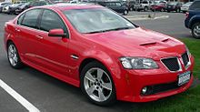 VE Commodores were exported to North America from 2007 to 2009 as the Pontiac G8. However, the front bumper, hood and grill were modified to integrate with Pontiac's own design language 2008 Pontiac G8 GT sedan 01.jpg