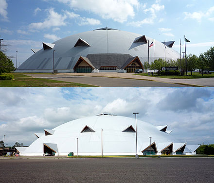 Superior Dome, the world's largest wooden dome, serves as the home stadium of the Northern Michigan Wildcats football team.