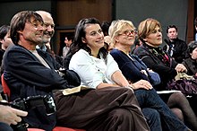 The candidates of the Ecology primary sitting together 2010 11 13 EVA EELV Lyon net (32).jpg