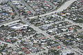 Vue aérienne de Christchurch, où les rues sont inondées.