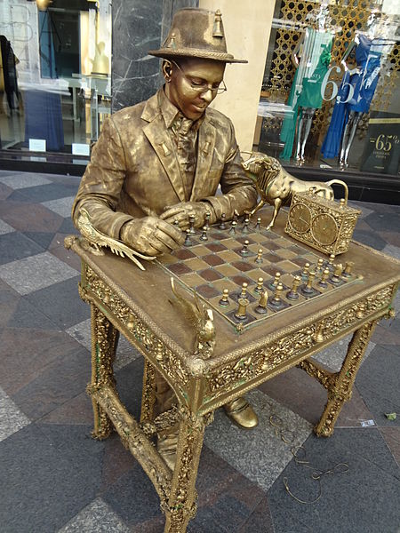 File:2014, July ' a street performer at Puerta del Sol in Madrid, Spain.JPG