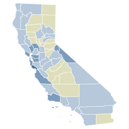 2016 California Proposition 64 results map by county.svg