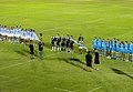 Vor einem Rugby-Spiel zwischen Uruguay und Argentinien: Man spielt für die Mannschaften die Nationalhymnen.