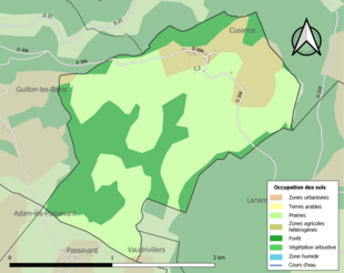 Carte en couleurs présentant l'occupation des sols.