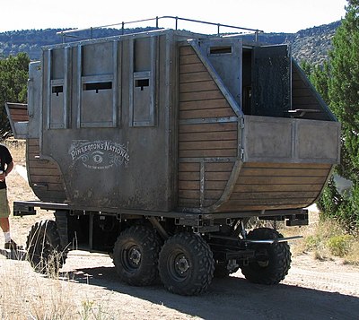 A stagecoach used during filming