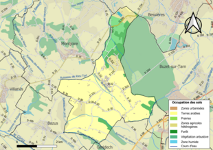 Barevná mapa znázorňující využití půdy.