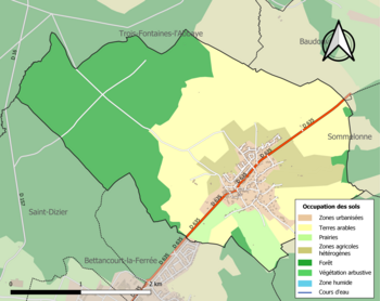 Kaart van de gemeente met de belangrijkste infrastructuur, bodemgebruik en omliggende gemeenten