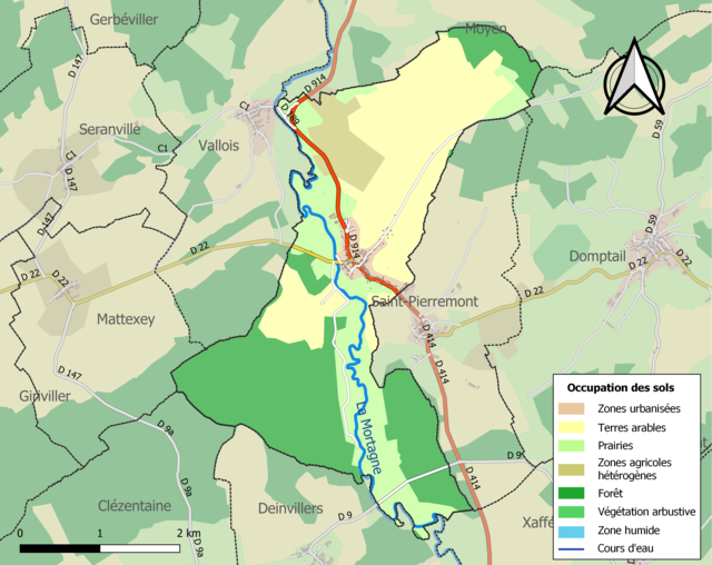 Carte en couleurs présentant l'occupation des sols.