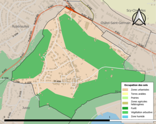 Carte des infrastructures et de l'occupation des sols de la commune en 2018 (CLC).