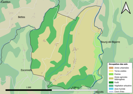 Kolorowa mapa przedstawiająca użytkowanie gruntów.