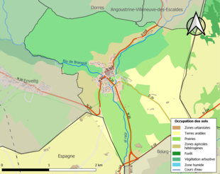 Barevná mapa znázorňující využití půdy.