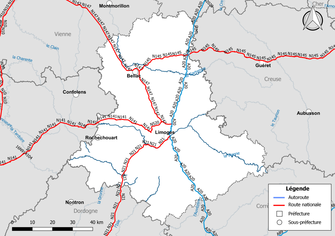 上维埃纳省公路网