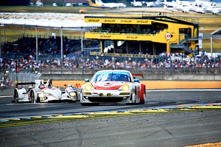 Porsche 997 GT3 RSR of Flying Lizard Motorsports at the 24h Le Mans 2012