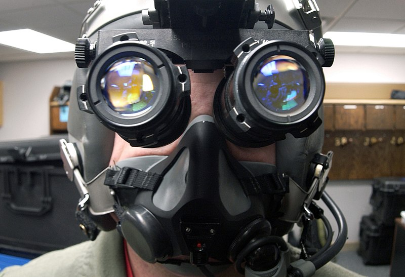 File:A U.S. Air Force AIRMAN wears an aircrew helmet attached with night vision goggles during exercise William Tell 2004 on Nov. 9, 2004, at Tyndall Air Force Base, Fla. This is the 50t - DPLA - 3d7f3eca6a3a5891ccf8dd79e304c411.jpeg
