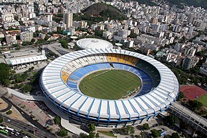Pemandangan udara Stadion Maracanã di Rio de Janeiro.