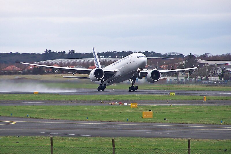 File:Air France Cargo B777-F28 (F-GUOC) departing Glasgow Prestwick Airport (1).jpg