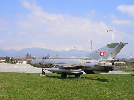 Slovak Air Force MiG-21MA on display in Liptovský Mikuláš, 2011.
