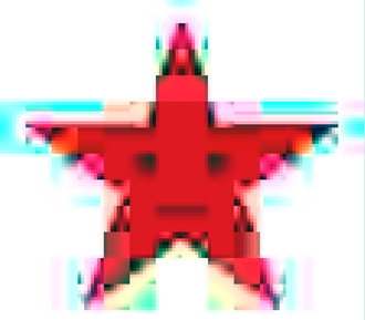 Extreme example of JPEG artifacts, including ringing: cyan (= white minus red) rings around a red star. Asterisk with jpg-artefacts.png