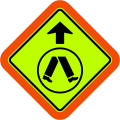 (W6-2) Pedestrian Crossing Ahead (with target board) (Used in Queensland)