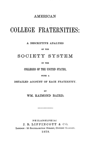 <i>Bairds Manual of American College Fraternities</i> North American compendium of fraternities and sororities