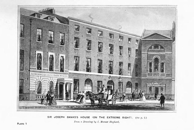 Sir Joseph Banks' house was the initial meeting place for the Zoological Society