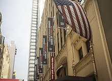 Craig Newmark Graduate School of Journalism in the renovated former headquarters of the old New York Herald Tribune on West 40th Street Banners2.jpg