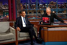 Letterman with President Barack Obama in 2009 Barack Obama on the Late Show.jpg