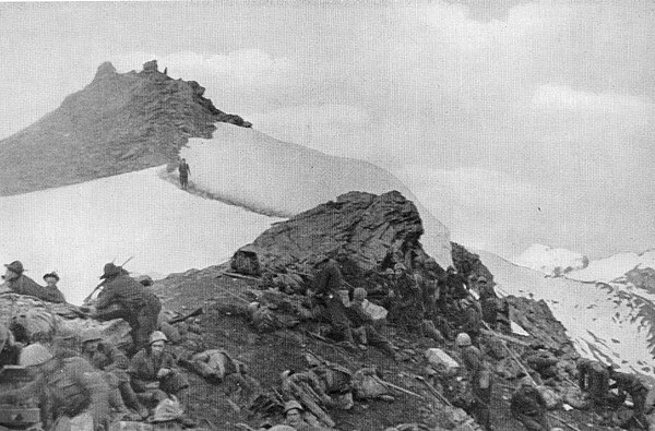 The Val Dora battalion of the 5th Alpini Regiment in action in the Col de Pelouse