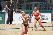 Deutsch: Beachhandball Europameisterschaften 2019 (Beach handball Euro); Tag 2: 3. Juli 2019 – Frauen, Vorrunde Gruppe D, Ukraine-Deutschland 2:0 (23:22, 32:24) English: Beach handball Euro; Day 2: 3 July 2019 – Women Preliminary Round Group D – Ukraine-Germany 2:0 (23:22, 32:24)