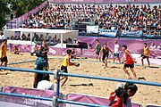 Deutsch: Beachhandball bei den Olympischen Jugendspielen 2018; Tag 3, 9. Oktober 2018; Jungs, Vorrunde, Gruppe A - Ungarn-Thailand 2:1 English: Beach handball at the 2018 Summer Youth Olympics at 9 October 2018 – Girls Preliminary Round Group A‎ – Hungary-Thailand 2:1