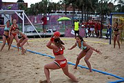 Deutsch: Beachhandball bei den Olympischen Jugendspielen 2018; Tag 5, 10. November 2018; Mädchen, Hauptrunde - Ungarn-Paraguay 2:0 English: Beach handball at the 2018 Summer Youth Olympics at 11 October 2018 – Girls Main Round – Hungary-Paraguay 2:0