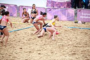 Deutsch: Beachhandball bei den Olympischen Jugendspielen 2018; Tag 6, 12. Oktober 2018; Mädchen, Hauptrundenspiel – Chinese Taipei (Taiwan)-Argentinien 1:2 English: Beach handball at the 2018 Summer Youth Olympics at 12 October 2018 – Girls Main Round – Chinese Taipei (Taiwan)-Argentina 1:2