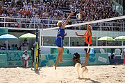 Deutsch: Beachvolleyball bei den Olympischen Jugendspielen 2018; Tag 11, 17. Oktober 2018; Jungen,Finale – Niederlande (Matthew Immers/Yorick de Groot)-Schweden (David Åhman/Jonatan Hellvig) 0:2 (20–22/15–21) English: Beach volleyball at the 2018 Summer Youth Olympics at 17 October 2018 – Final – Netherlands (Matthew Immers/Yorick de Groot)-Sweden (David Åhman/Jonatan Hellvig) 0:2 (20–22/15–21)