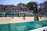 Deutsch: Beachvolleyball bei den Olympischen Jugendspielen 2018; Tag 11, 17. Oktober 2018; Jungen, Spiel um Platz 3 – Argentinien-Ungarn 2:0 (21–15/21–15) English: Beach volleyball at the 2018 Summer Youth Olympics at 17 October 2018 – Bronze Medal Match – Argentina-Hungary 2:0 (21–15/21–15)