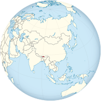 Bhutan on the globe (Asia centered).svg
