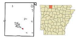 Location in Boone County and the state of Arkansas