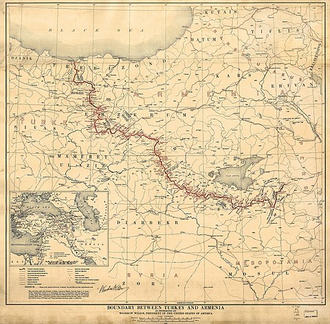 The Turkish-Armenian border by the Treaty of Sèvres.