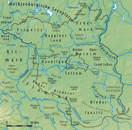 Regiones de Brandeburgo, Uckermark en la parte superior.