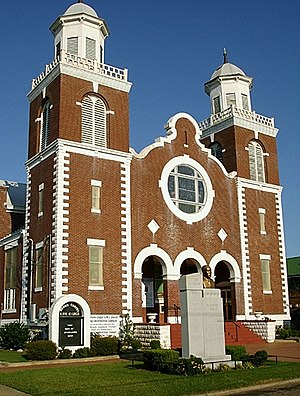 Brown Chapel A.M.E. Church in Selma. A gathering place for meetings and a starting point for the Selma to Montgomery civil rights marches of 1965, it has been designated as a National Historic Landmark. Brown Chapel AME.jpg