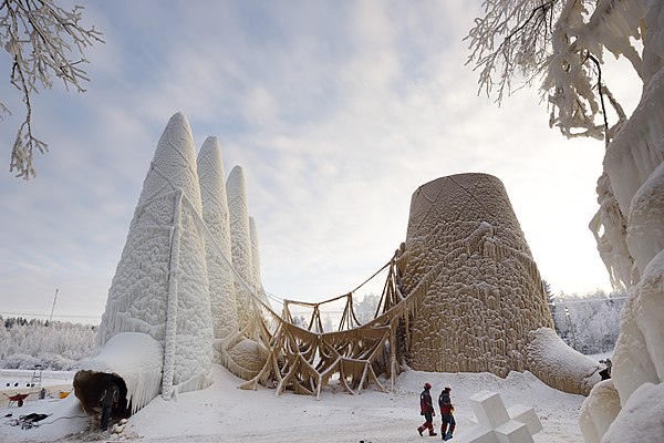 Sagrada Família replica built in ice composite by TU/e Master students of the Built Environment faculty in Juuka, 2015