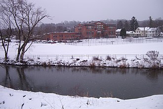 From across Nine Mile Creek CamillusUnionFreeSchool beyond NineMileCreek 2007dec14.jpg