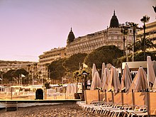 The Carlton Hotel in Cannes, France (pictured 2004), where Ray Davies composed the song Cannes overview.jpg