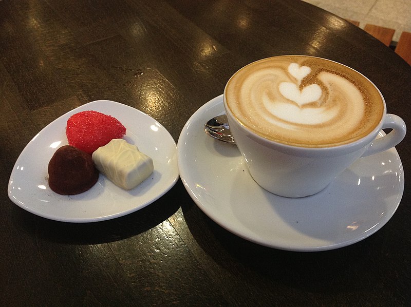 File:Cappuccino and some sweets.jpeg