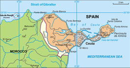 Kaart van Ceuta